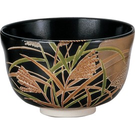 宮地 English Incense Matcha 碗 Black Size: 12.4 Diameter x Height 7.8 cm Black 仁清 武蔵野 Box, 50-Pack