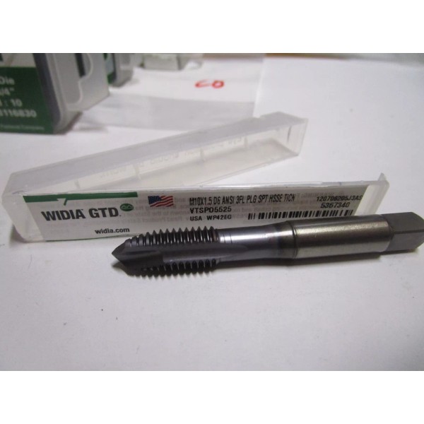 Widia Spiral Point Tap, M10-1.5, Plug, Metric Coarse, 3 Flutes,