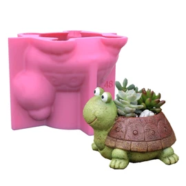 Moldes de silicona para macetas de tortuga 3D, maceta suculenta de tortuga, moldes de hormigón, molde de arcilla de cemento de yeso de Cactus DIY