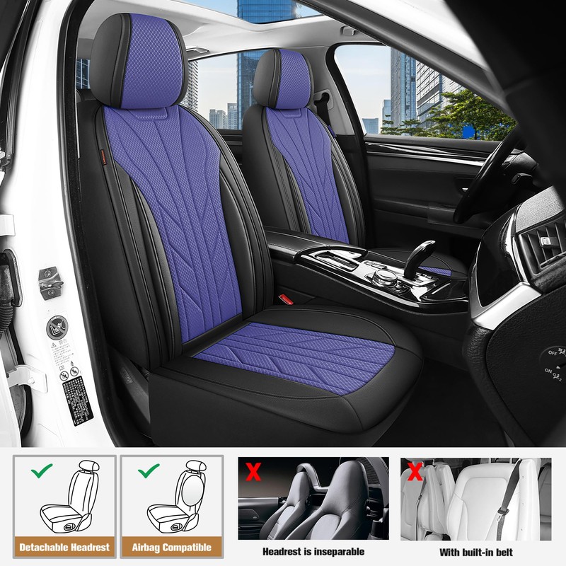 CAROMOP Breathable Cloth Fabric Car Seat Covers 2 Front Seats,Faux