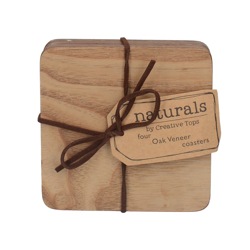 Creative Tops 5115973 Set of 4 Oak Veneer Coasters, 10.5