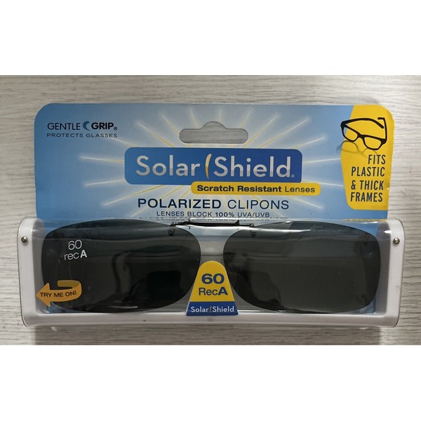 Solar Shield Polarized Clipons Sunglasses- Fits Plastic & Thick Frames-