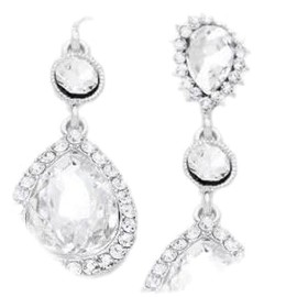 2.25' Clear Crystal Pageant White Silver Wedding Long Rhinestone Bridal Earrings Jewelry Earrings for Women #3298FE4576