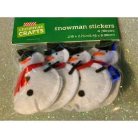 CHRISTMAS CRAFTS CHRISTMAS 3D PUFFY SNOWMEN FELT 3D SNOWMEN STICKERS - 4 PCS