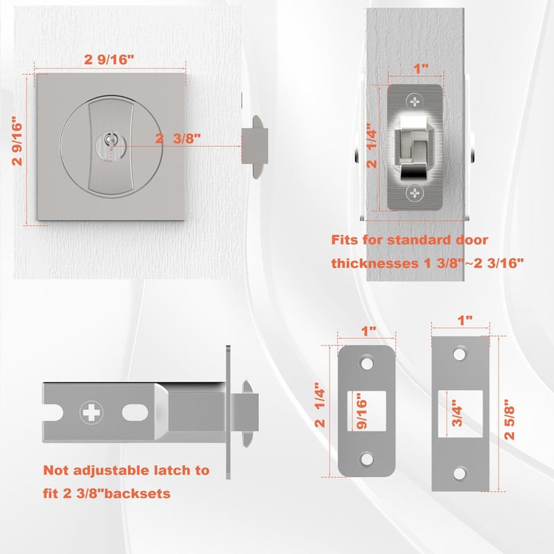 Pocket Door Lock Indicator Lock Flush Handles Latch Privacy Bed/Bath