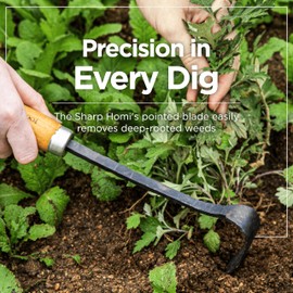 Toolgather Sharp Homi Hand Hoe - Traditional Handmade Korean Garden Tool with Razor-Sharp Blade & Chestnut and Acacia Wood Handle for Weeding Digging & Planting