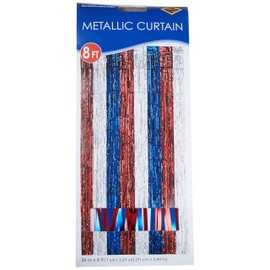 1-Ply FR Gleam 'N Curtain (red, white, blue) Party Accessory  (1 count) (1/Pkg)