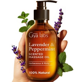 Gya Labs Lavender & Peppermint Massage Oils for Massage Therapy - Aromatherapy Body Massage Oil for Sore Muscles & Skin - with Jojoba, Argan, Sunflower, Almond & Vitamin E (200 ml)