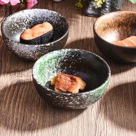 Porcelain Dipping Bowl Set of 4, 3.7" Vintage Reactive Glaze Soy Sauce Dish