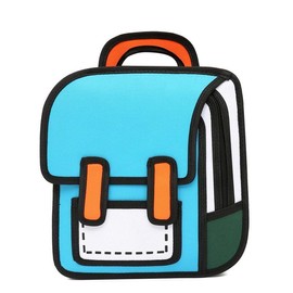 Kawaii Backpack Cute Cartoon 3D Jump Style 2D Drawing from Comic Paper Anime Bookbag School Supplies Fun Daypack - Color: blue
