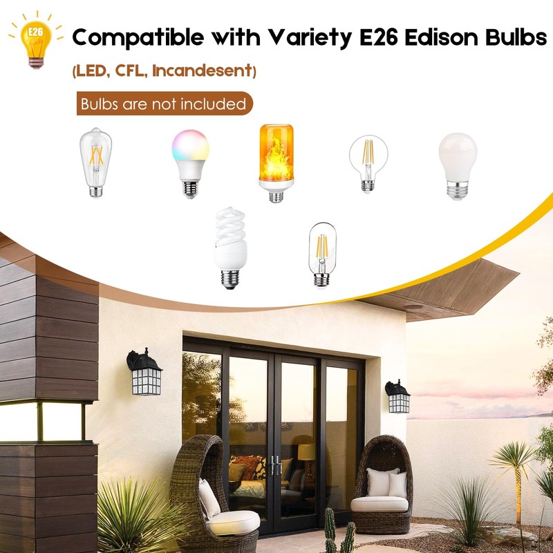 Brightever 2-Pack Dusk to Dawn Outdoor Wall Lantern, Exterior Light