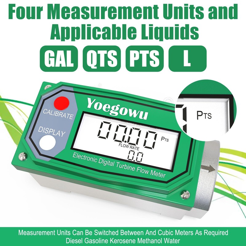 2" Digital Turbine Fuel Flow Meter, 15.8–132 GPM Inline NPT