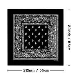 Bycc Bynn 3 Pack Pure Cotton Paisley Pattern Bandanas Square Scarf Headwear (Black + Red + White)