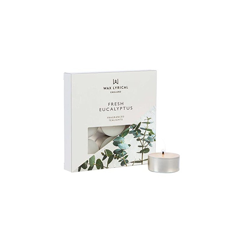 Wax Lyrical Box of 9 Scented Tealights, Fresh Eucalyptus, Multi,