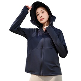 Kayiyasu M-3XL Women's Rash Guard, UV Protection, UPF 50+, Thin, Long Sleeve, Hoodie, Cool, Summer, Sunscreen, Quick Drying, Removable Hood, Solid, Outdoors, Black, M