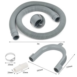 1m Long Drain Hose Extension Pipe Kit for Washing Machine Washer Dryer Dishwasher, Grey,Silver,White