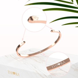 THIORA Women's Bangle | Premium Stainless Steel Bracelet | Engravings, Sayings & Symbols | Flexible Size | Gift for Women, Stainless Steel