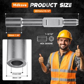 Mdkave Hex Shank Ground Rod Driver for Jack Hammer,Hammer Drill Ground Rod Driver Bit,Jackhammer Bit Aapter for Hex Demolition Jackhammer and 1-3/16" Hex-Shank