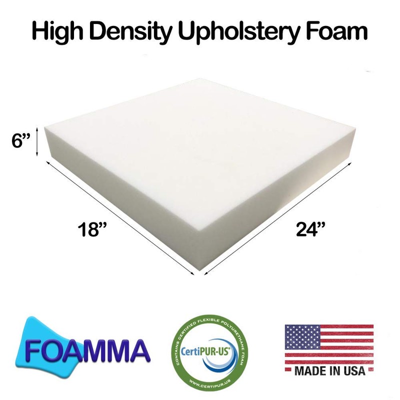 FOAMMA 6" x 18" x 24" High Density Upholstery Foam,