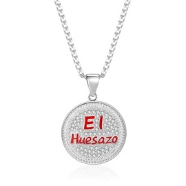 14K Gold/Stainless Steel Hip-Hop Necklace - Cuban Link Chain with Spanish Word Pendant & Cubic Zirconia Stones Tarnish-Resistant, Secure Lobster Clasp, Comfort Fit Unisex Jewelry Ideal Gift for