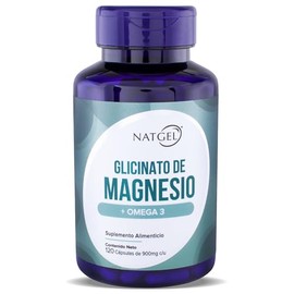 NatGel Glicinato de Magnesio con Omega 3  Alta Absorcion y Maxima Pureza Apoyo para el Sueo, Relajacion y Salud Osea  120 Capsulas VCaps de 900 mg    