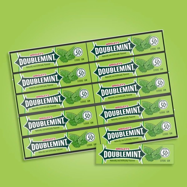 WRIGLEY'S DOUBLEMINT Peppermint Chewing Gum Bulk Pack - 20 x 5 Stick - 13.5g (Peppermint Chewing Gum)