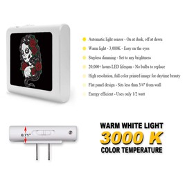 Plug in Dimmable LED Night Light with Dusk to Dawn Auto Sensor, Adjustable Brightness, Warm Light, Auto On-Off Nightlight for Bathroom, Hallway, Nursery, Bedrooms - Goth Girl