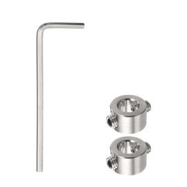 sourcing map 2pcs 7mm Drill Stop Collar Set Depth Stop, Adjustable Stainless Steel Drilling Limit Ring, Anodizing Surface Dowel Shaft Chuck Positioner with Hex Wrench, Silver