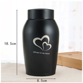 ZHYUAN Stainless Steel Pet Urn, Urn for Dogs and Cats, Pet Memorial Urn, Portable Pet Urn, Stainless Steel Animal Urn, Suitable for Dogs, Cats and Other Small Animals (Black)