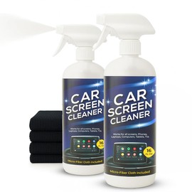 16oz Screen Cleaning Kit with Spray and Micro-Fibre Cloth Wipe (2 Pack) for Car Screens, Computer Screens, Laptops, iPads & Phones; Touchscreen Electronics Cleaner to Erase Dust or Fingerprints