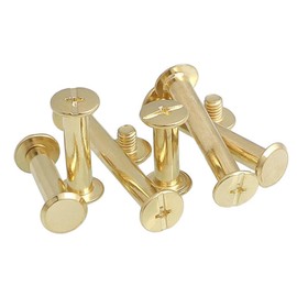 Leliafleury M4*4 Chicago Binding Screws 20Pcs Carbon Steel Chicago Screws Flat Head Screw Rivets Chicago Screw Posts for Craft Purse Belt Handbags, Gold