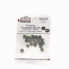 Hareline Crackle Tungsten Beads #127 7/32'' (5.56mm) Fl Chartreuse/Black