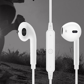 AIMALL Black White Sweatproof Wireless Bluetooth Earphones Headphones Sport Gym, Lightweight, Noise-Isolation, 9m Range