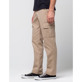Dickies Mens Slim-Straight Stretch-Twill Cargo Work Utility Pants, Desert Sand, 28W x 32L US
