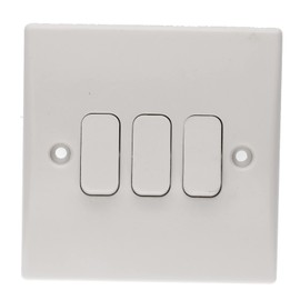 kenable 3 Gang 2 Way 10A Triple Light Switch Rounded Faceplate White [3 Gang (2 Way) Light Switch]