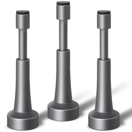 3PCS Spring Door Stoppers, Aluminum Door Stoppers for Bottom of Door, Hydraulic Shock Absorbent Technology, Matte Silicone Tip Grey Door Stopper, 4.33 Inch Height