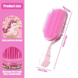EIHI Hair Brush Kids Hair Brush for Little Girls and Kids, Glides Easily Through Knots and Won't Pull, Unicorn Glitter Bristle Brush (Pink), 1 Piece, bronze