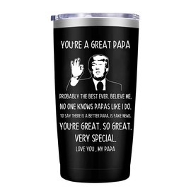 MFGNEH Papa Gifts from Daughter Son,Fathers Day Gift,Christmas Birthday Gifts for Papa,Thanksgiving Gift for Dad Grandpa from Grandchildren,20oz Black Stainless Steel Tumbler Cup | MFGNEH