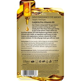 7th Heaven Renew You Gold Radiance Under Eye Mask, Pack of 6 Pairs - with CoQ10 and Pro-Vitamin B5 to Target Tired Eyes