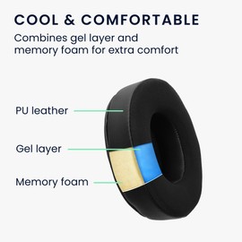 kwmobile Replacement Ear Pads Compatible with Pioneer HDJ-1000/HDJ-2000/HDJ-1500 (Set of 2) - Cooling Gel Earpads - Black