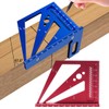 3D Multi-Angle Measuring Ruler, Aluminum Woodworking Square Protractor Blue, Carpenter