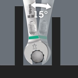 WERA Wera Combination Wrench Spanner Inner Mouth Width 15mm Total Length 174mm 020206