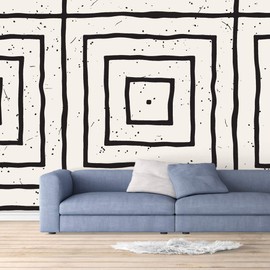NWT Wall Murals for Bedroom Abstract Geometric Lines Removable Wallpaper Peel and Stick Wall Stickers - 66x96 inches