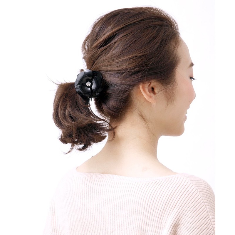 Vingtaine H7071-BK- Enamel Camellia Hair Elastic Elegant Flower Date Flower