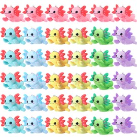 PullCrease 36 Pcs Mini Plush Axolotl Stuffed Animal Keychains Bulk Axolotls Party Favors Color Small Axolotl Plush Gifts Ornament for Birthday Party Classroom Prize Baby Shower Favors,4 Inch