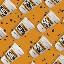 Bang Tidy Clothing Teenager Birthday Decorations Packs of 24 Paper Cups 12 Oz Party Cups - Teen Decoration Tableware for Teenagers 13th - Disposable (300 ml) - Warning