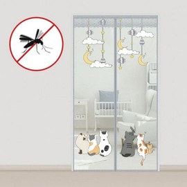 Magnetic Door Screen with Velcro, Fine Mesh, Easy Installation for Summer (Medium/Large) Gray - Medium (90 x 210 cm)