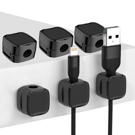Guegine Cable Holder,6 PCS Charging Cable Magnetic Cable Organizer Storage Holder Magnetic Cable Holder Suitable Hide Phone Charging Cable for Bedside Tables Kitchen Appliances Office Supplies (Black)