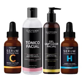 Kit Limpiador Facial + Tonico + Serum Vitamina C + Suero Acido Hialuronico Hidratante Skin Care Suero Cuidado Facial Todo Tipo De Piel Antienvejecimiento Anti manchas Antioxidante paquete Skincare