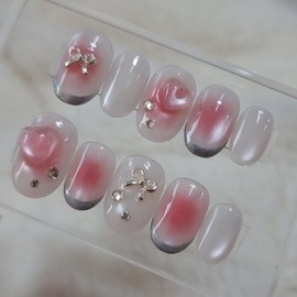 Chic Love Me Glass Bead Handmade Nail Tip - Ballerina / 시크 러브미 유리알 수제네일팁 - 발레리나